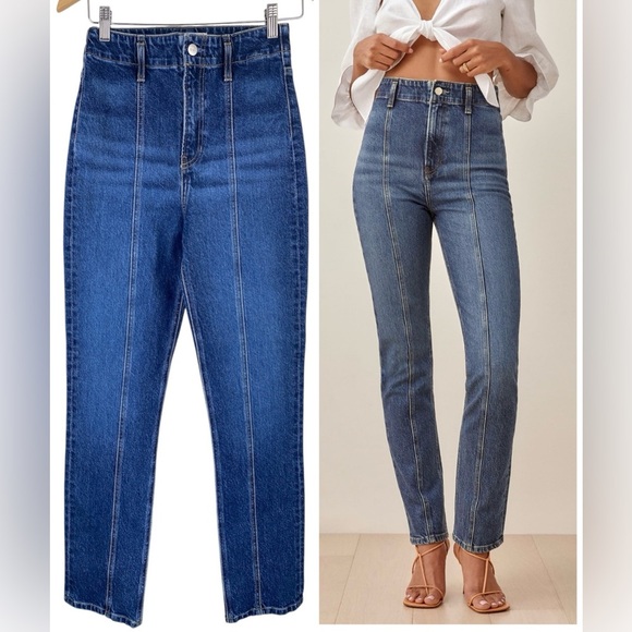 REFORMATION Women's Amie Seamed High Rise Straight Leg Jeans Sz 25 - Picture 1 of 14